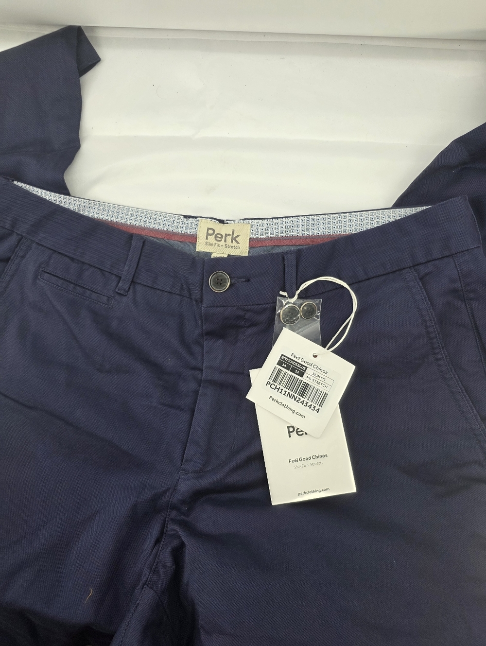 Mens 34x34 Perk Feel Good Chino Pants River Blue  Slim Fit  NWT